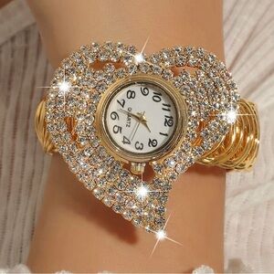 Lux Gold Crystal Heart Watch